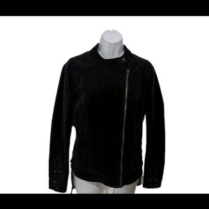 BNCI Faux Vegan Suede Moto Jacket M Black Lace Up Sides And Cuffs Gothic #2200